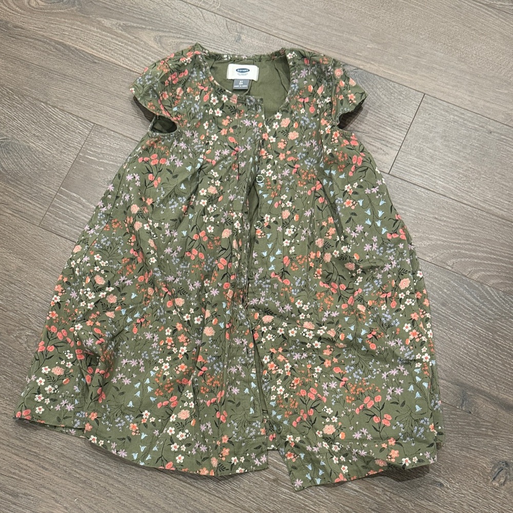 Old Navy Green Floral Kids Casual Dress